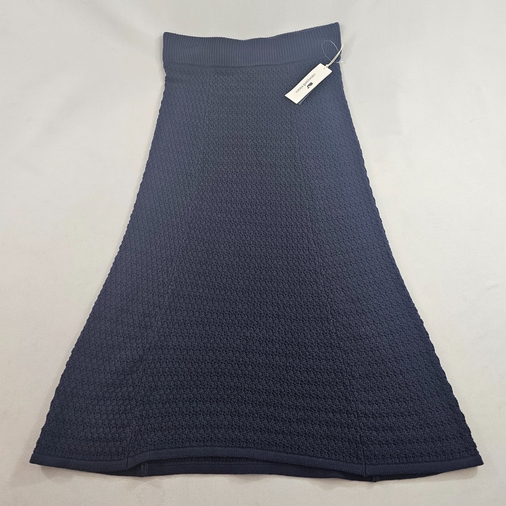 Vineyard Vines Navy Blue Knit Maxi Skirt Womens Small Pull On Stretch A-Line